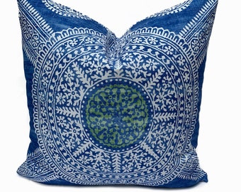 Thibaut Stonington Blue and Green Ceylon Collection Cushion Cover Pillow Cover Double Sided