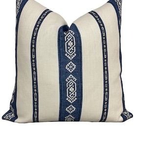 Carolina Irving Larissa Stripe Blue and White Cushion Cover Pillow Cover DoubleSided