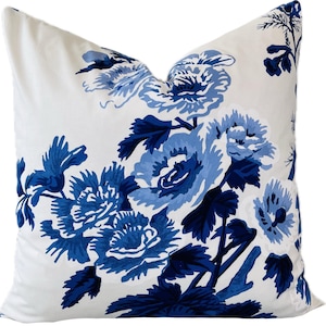 Schumacher Pyne Hollyhock Indigo Cushion Cover Pillow Cover Double Sided