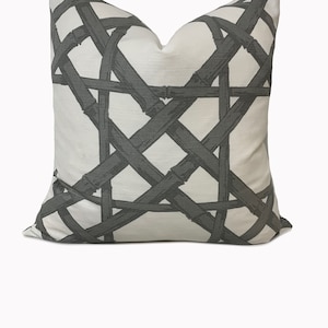 Thibaut Cyrus Cane Summer House Collection Grey Cushion Cover Pillow Cover Double Sided