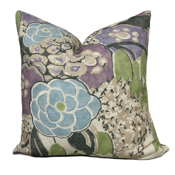 Thibaut 'LAURA' Willow Tree Collection Lavender and Green Cushion Cover Pillow Cover Double Sided