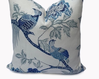 Schumacher Arbre Chinios Blue Double Sided Cushion Cover Pillow Cover