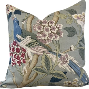 G.P & J Baker Hydrangea Bird Aqua Rose dubbelzijdige kussenhoes kussensloop
