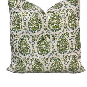 Brunshwig & Fils Rougier Green Cushion Cover Pillow Cover Double Sided Indoor/Outdoor