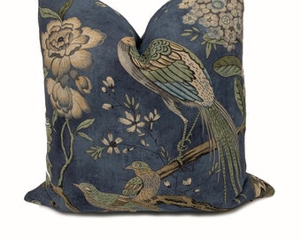 Thibaut Villeneuve Anna French Manor collection Navy Blue Double Sided Cushion Cover Pillow cover