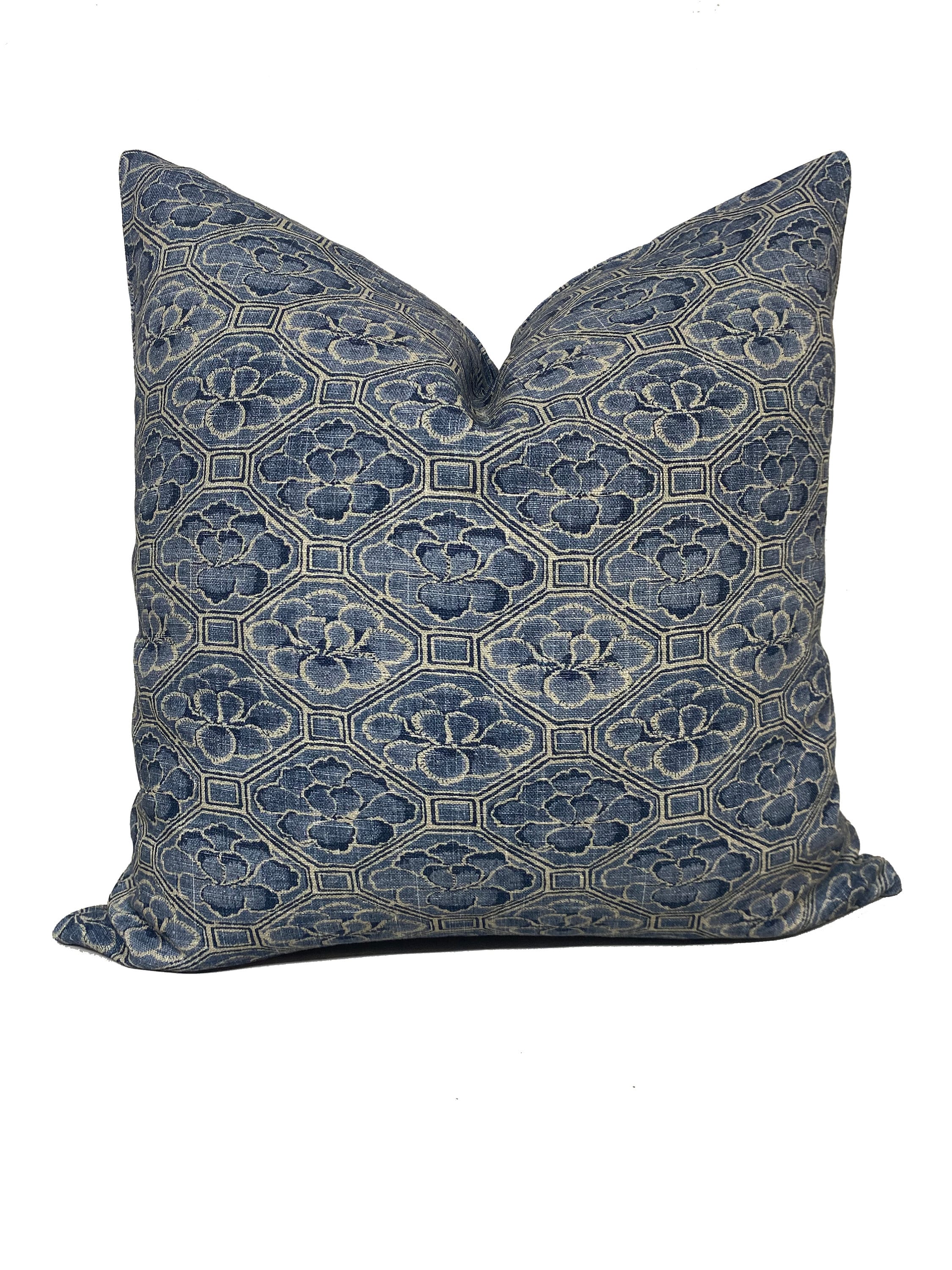 Ralph Lauren Nakuru Floral Stripe Indigo Cushion Cover