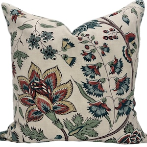 Fodera per cuscino in tessuto di design rosso e blu di Anna French/Thibaut FRANCOIS