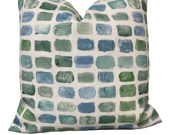 Schumacher Palette Seaglass Indoor/Outdoor Cushion Cover Pillow Cover Double Sided