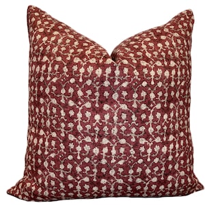 Robert Kime Ume Red Linen Double Sided Cushion Linen Cover Double Sided