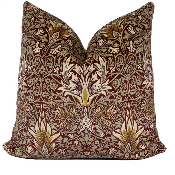 William Morris Snakeshead Crimson / Saffron Velvet Tissu Housse coussin Housse Oreiller Housse