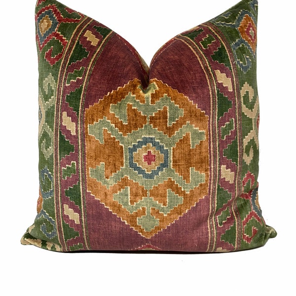 Mulberry Nomad VELVET Plum/Green Double Sided Pillow Cover Cushion Cover