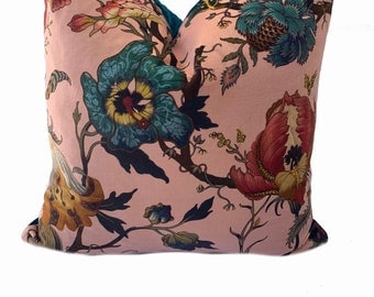 High End Luxury Designer Velvet Floral 'Blush' Handmade Cushion Cover Interior Decorative