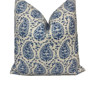 Brunshwig & Fils Rougier Blue Cushion Cover Pillow Cover Double Sided Indoor/Outdoor