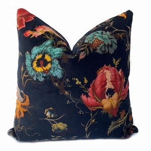 High End Luxury Designer Velvet Floral &#39;Black&#39; Handmade Cushion Cover Interior Decorative