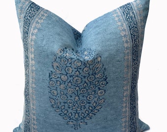 Funda de cojín azul pizarra de la colección Colonial Thibaut Chappana, funda de almohada de doble cara