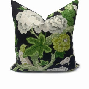 Schumacher Bermuda Blossom Mary McDonald Jet Black Cushion Cover Pillow Cover Double Sided