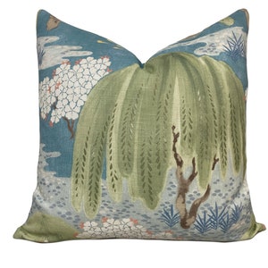 Thibaut 'WILLOW TREE' Willow Tree Collection Turquoise Cushion Cover Pillow Cover Double Sided