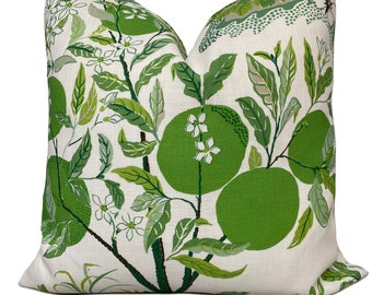 Schumacher Citrus Garden Green Leaf Indoor/Outdoor Cushion Cover Pillow Cover Double Sided