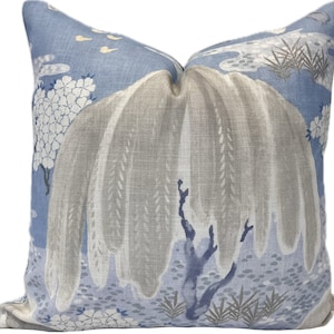 Thibaut 'WILLOW TREE' Willow Tree Collection Soft Blue Cushion Cover Pillow Cover Double Sided