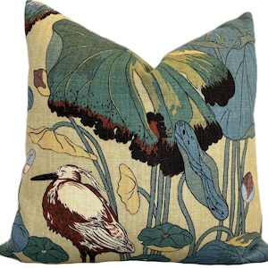G.P & J Baker Nympheus Aqua/Sand Double Sided Cushion Cover Pillow Cover