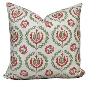Jane Churchill Kira Red/Green Cushion Cover Pillow Cover Double Sided
