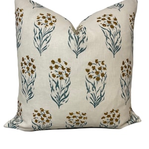 Penny Morrison Kalindi Yellow/Blue Fabric Double Sided Cushion Cover Pillow Cover