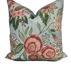 Colefax and Fowler 'EMMELINE' Aqua Cushion Cover Pillow Cover Double Sided