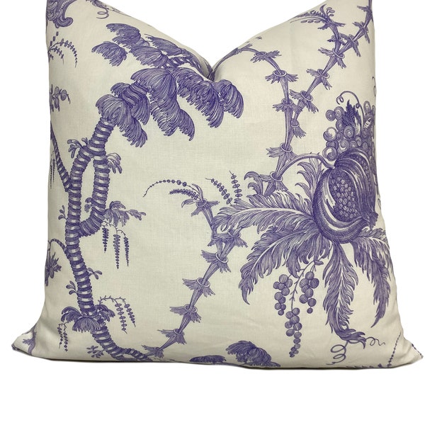 Schumacher San Cristobal Toile Purple Classic Collection Cushion Cover Pillow Cover Double Sided