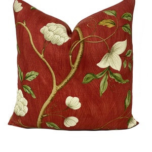 Colefax and Fowler Snowtree Red Leonora Collection Cushion Cover Pillow Cover Double Sided