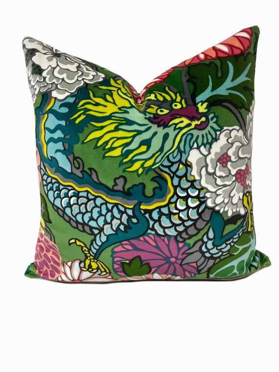Schumacher Chiang Mai Dragon Jade Green VELVET Double Sided Cushion Covers Pillow Covers Etsy Canada