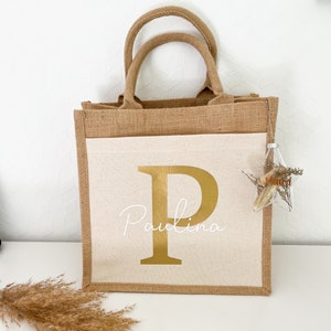 Personalisierte Tasche mit Name Initial | Jutetasche personalisiert, Shopper mit Name, Beste Freundin, Personalisiertes Geschenk;
