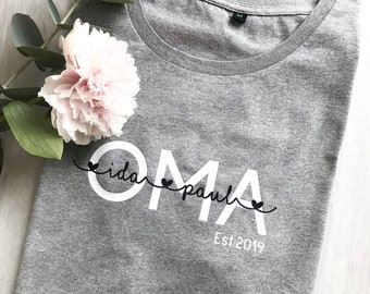 Oma T-Shirt personalisiert | Geschenk Oma | Personalisiert mit Kindernamen | Oma Shirt | Geschenk Oma | Shirt Oma | Kreativlädchen JaNi