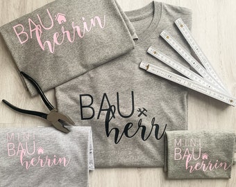 Bauherrin Bauherr Mini Bauherr Mini Bauherrin T-Shirt - Partnerlook für die ganze Familie- Baustellen T-Shirt - Hausbau Kreativlädchen JaNi