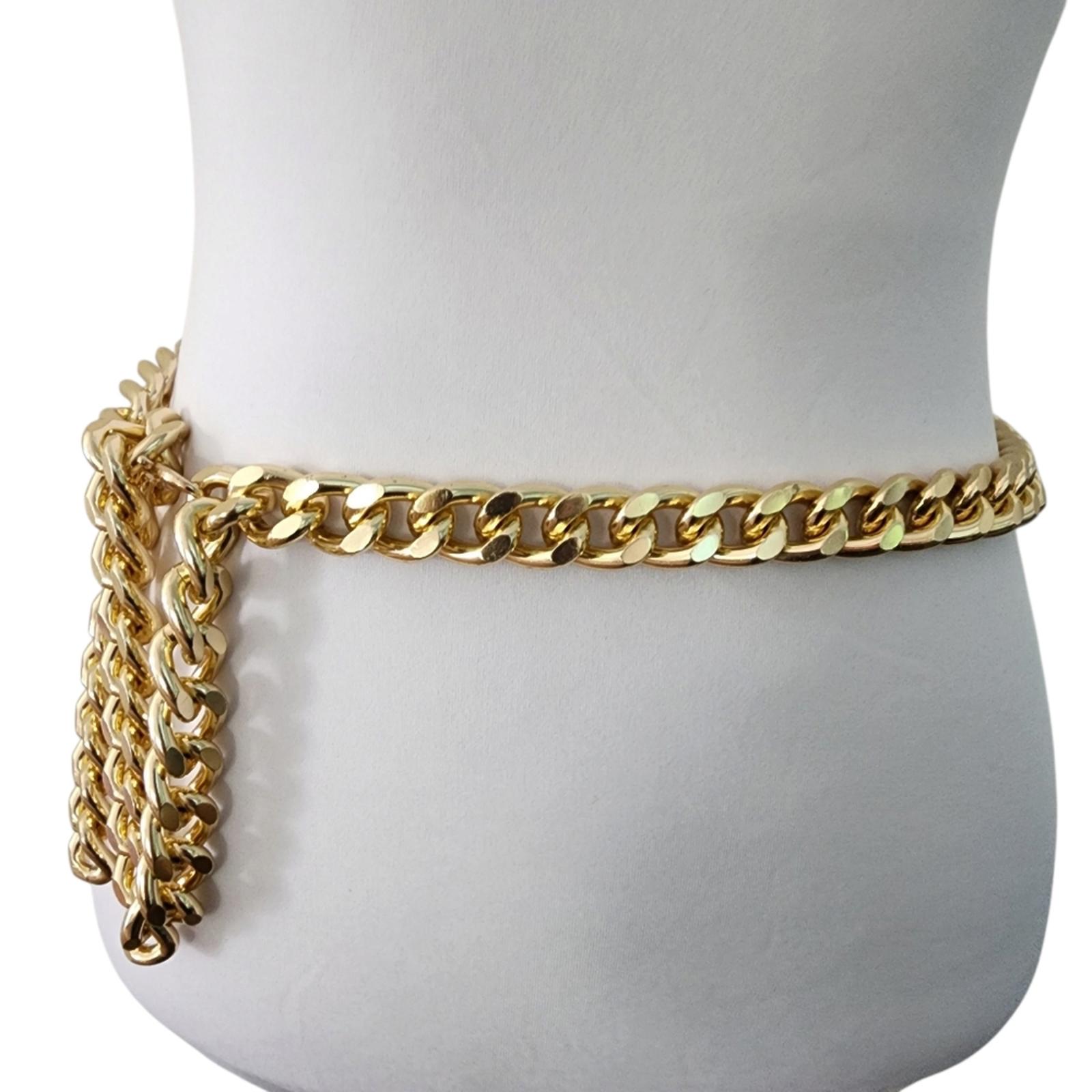 Y2K chain belt links adjustable length silver gold vintage chain belt Fashion Gold Chain Belt Female Y2K Tassel Metal Designer  main image 4