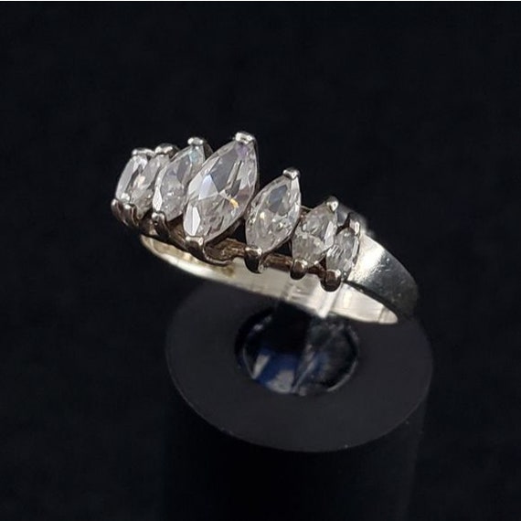 Vintage engagement ring wedding band solid sterling silver size 6.5