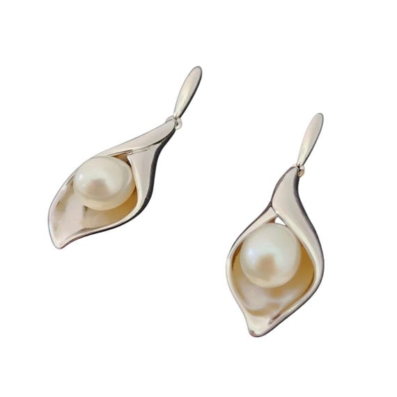 Pearl Earrings Solid Sterling Silver Stamped 925 … - image 9