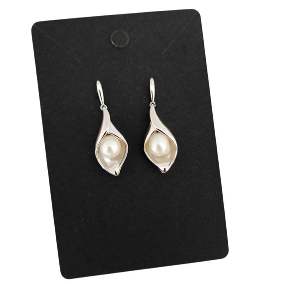 Pearl Earrings Solid Sterling Silver Stamped 925 … - image 5
