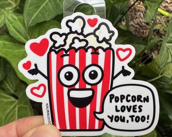 Popcorn sticker Funny Food Sticker Pack foodie love food gift cooking decal bundle waterproof decals novelty joke quirky weird butter