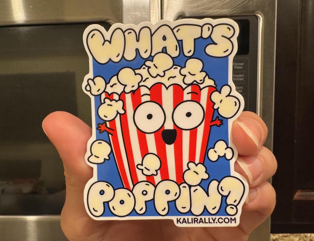 Popcorn Word Sticker Popcorn Sticker Cute Sticker Food Sticker Foodie Sticker Food Pun ...
