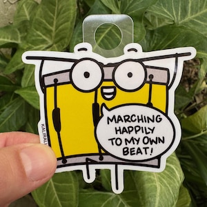 Drummer sticker March to your own beat sticker Drum Musician gift quirky vinyl decal bundle decals novelty dad joke band music Percussionist
