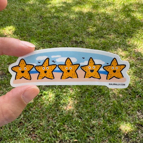 Starfish sticker for beach lover, waterproof Marine Biologist decal star fish gift for water bottle golf cart  beach Florida novelty sticker