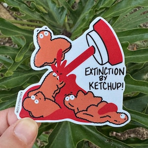 Chicken nugget Sticker I love chicken nuggets Sticker Dinosaur nuggets gift Food Sticker quirky vinyl decal novelty dino nuggets ketchup