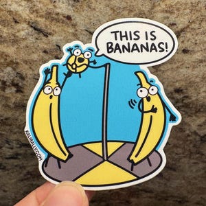 Tetherball Sticker That's Bananas Sticker Food Pun Sticker Pack gift quirky vinyl Sticker bundle decals novelty dad joke nostalgia silly