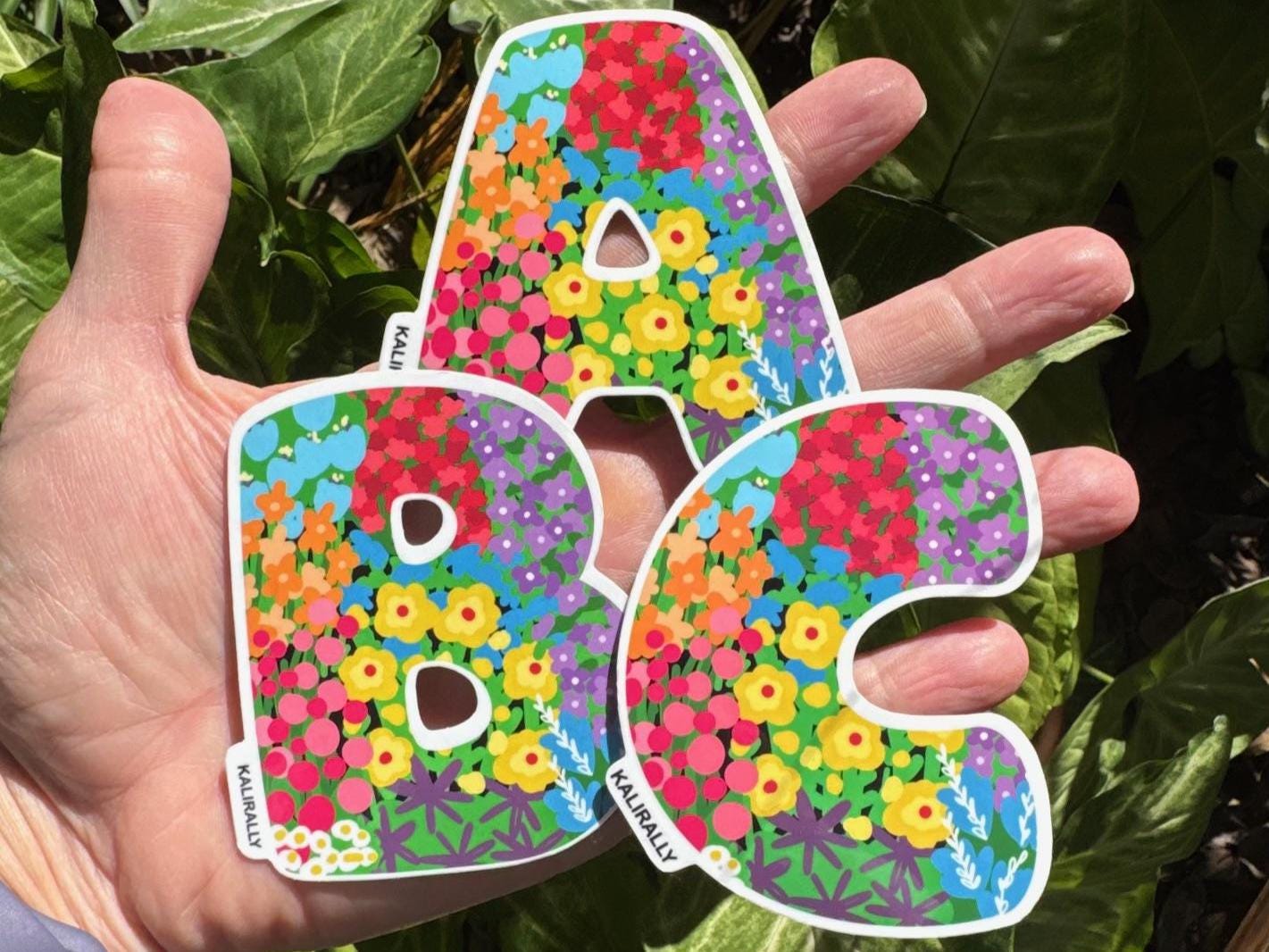 Initial Sticker Chic Floral Stickers Initial Stickers Initial Decals Floral Vinyl Stickers A ...