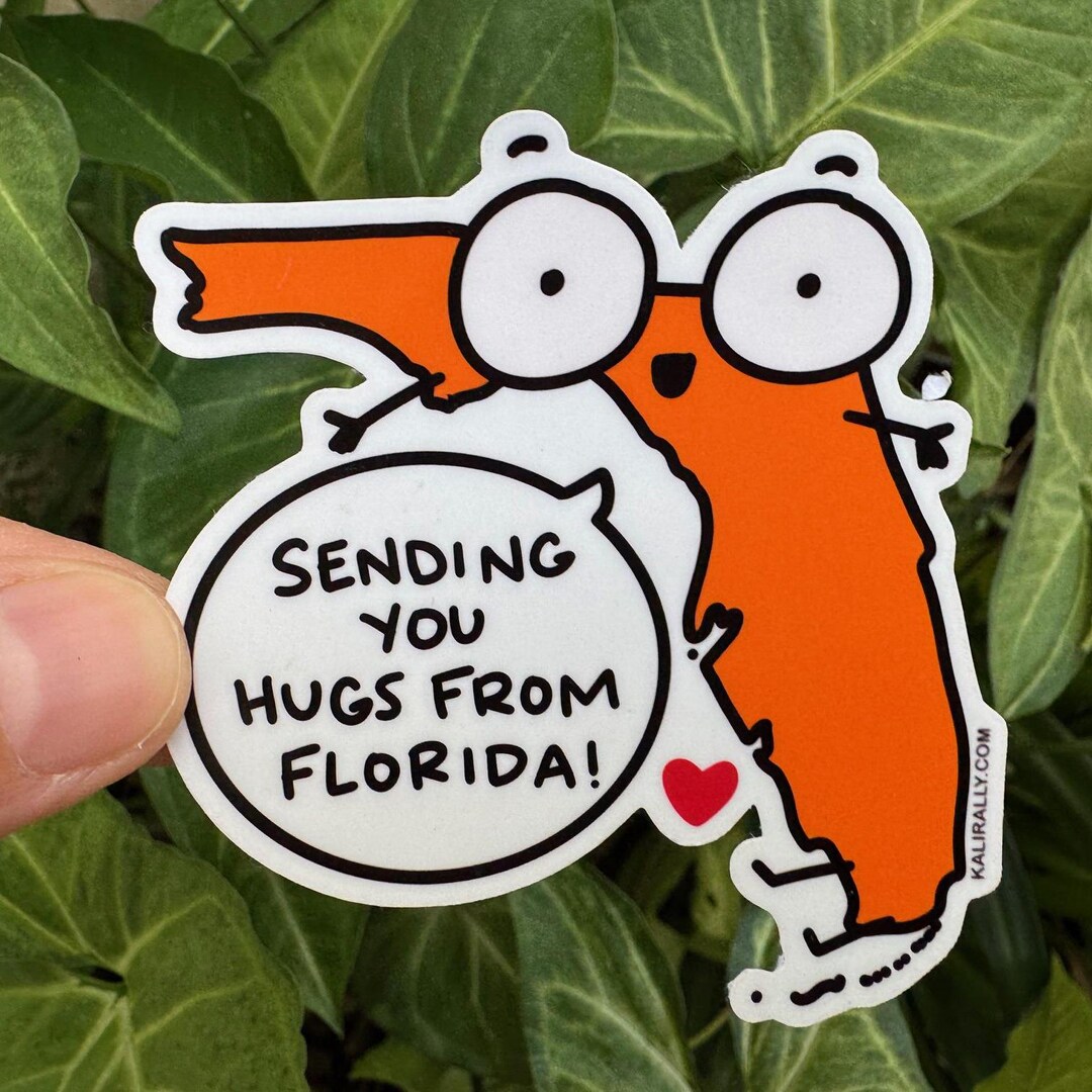 Hug Sticker Custom Sending Hugs Stickers Sending You Hugs From Florida Vinyl Sticker ...