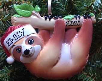 Christmas Sloth Personalized Ornament