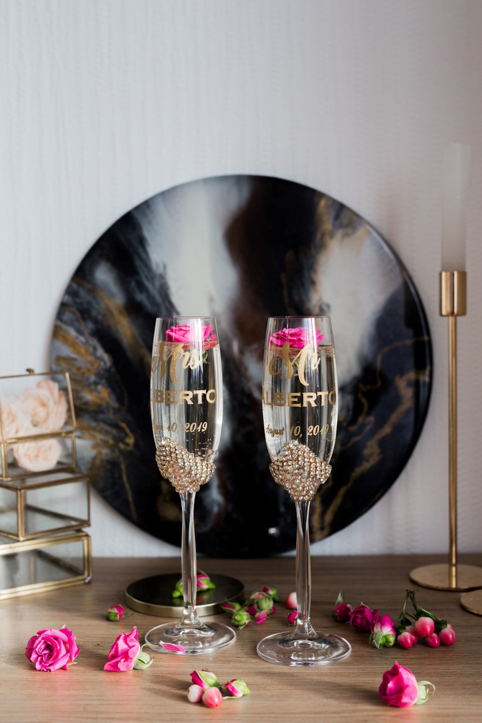 Personalizado oro boda flautas copas de champán para la novia Etsy Personalizado oro boda flautas copas de champán para la novia Etsy