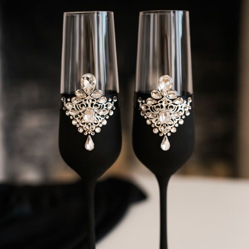 Black Wedding Cake Cutting Set Black Wedding Cake Knife Etsy