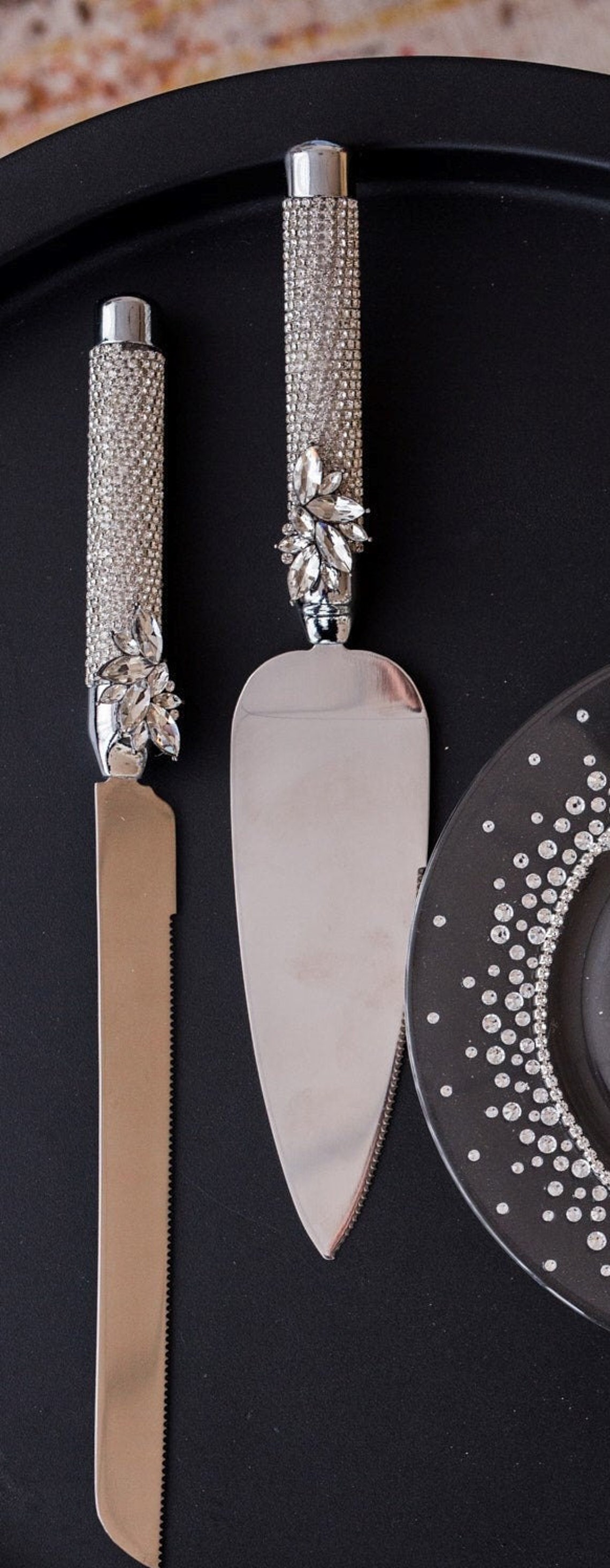 Silver cake server set Wedding cake server and knife Etsy