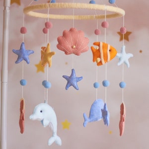 Whale Baby mobile, Natural Nursery Mobile, Sea Shell nursery decor